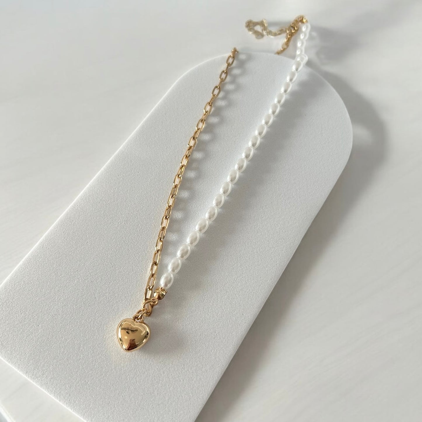 Collier perle & coeur- or
