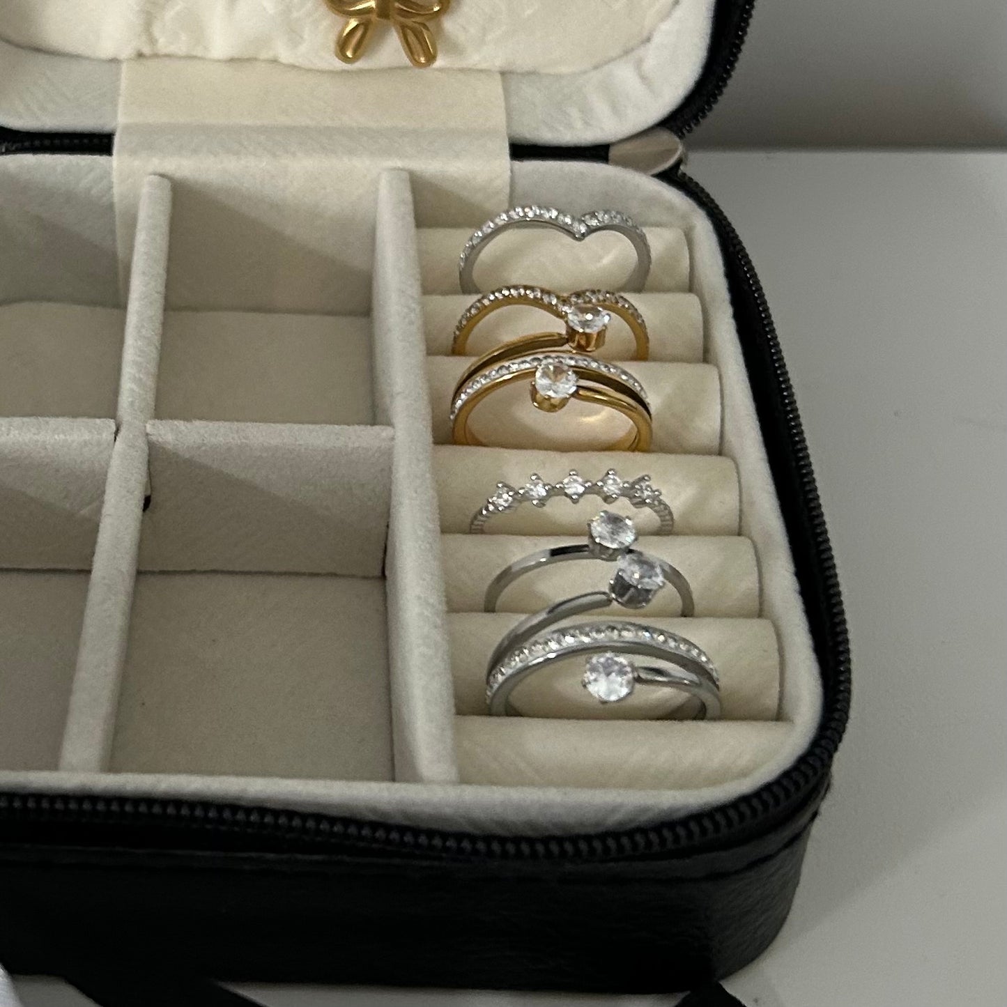 Bague double diamant- or