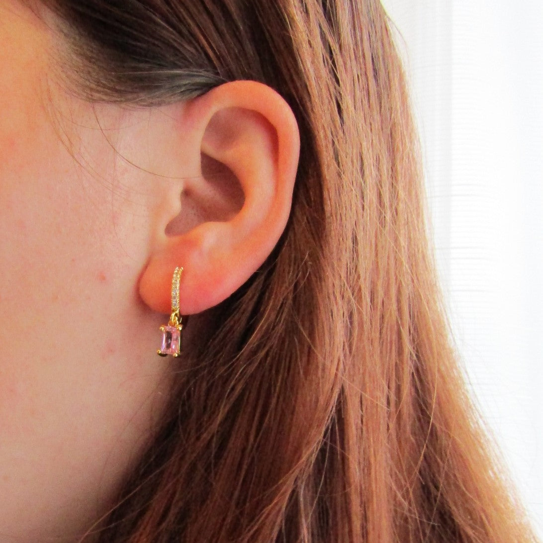 Boucles d'oreilles zircon- rose