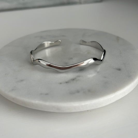 Bracelet rigide ajustable- argent