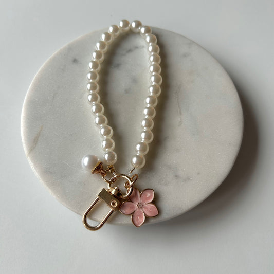 Porte clé perle & fleur