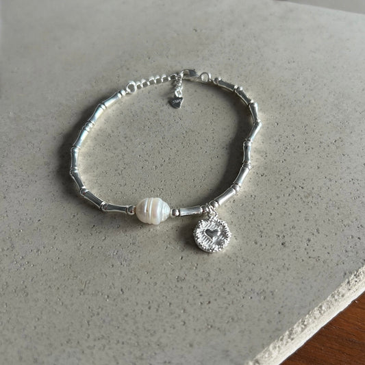 Bracelet breloque coeur- argent